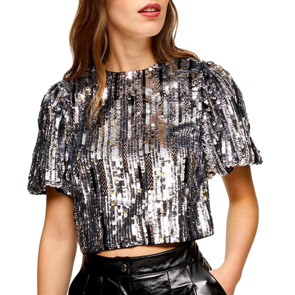 Topshop Sequin Crop Top Size 0